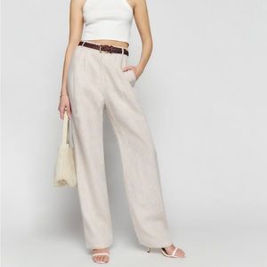 Reformation Mason Linen Pant oatmeal